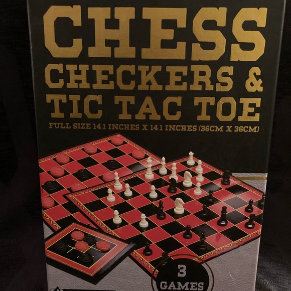 Brand New- 3 Games in one! Chess, checkers, and Tic-Tac Toe - Picture 1 of 3